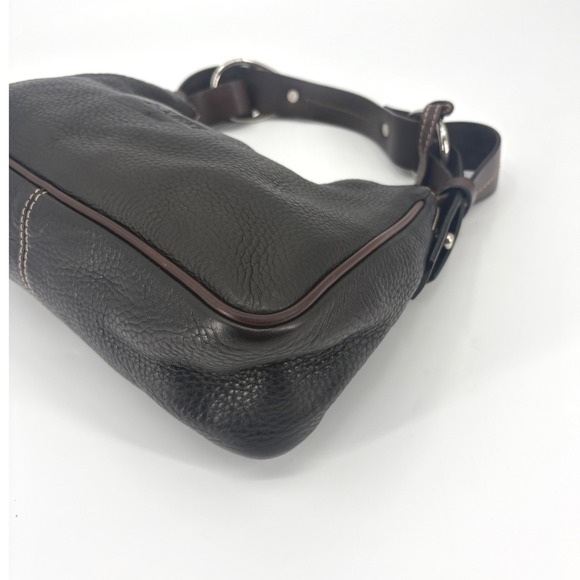 Dooney & Bourke Dark Brown Pebbled Leather Shoulder Bag Purse - Picture 5 of 9